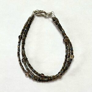 Handmade Multi-Strand Beaded Bracelet Brown Taupe 7 inches New